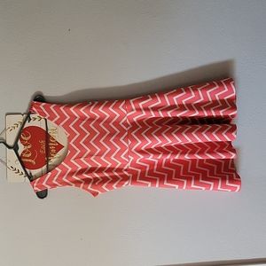 Salmon A-Line dress with zig zag print